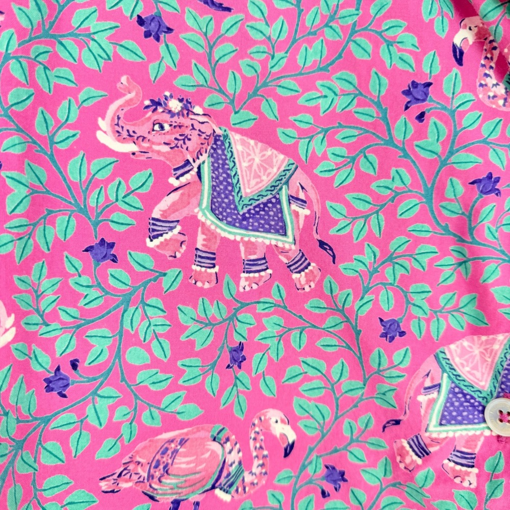 Printfresh Pink Elephant Flamingo Cotton Pajama Set Womens Small Long Sleeve PJs - Picture 9 of 11